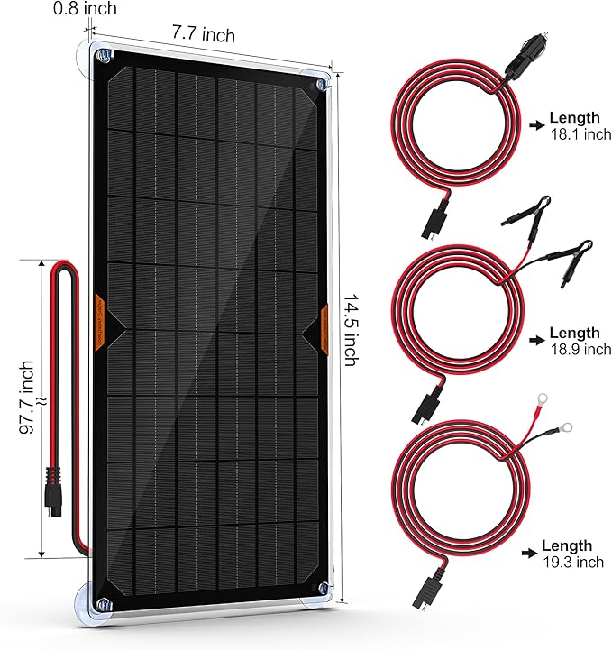 OYMSAE12V Solar Battery Charger ，10W Waterproof Solar Battery Maintainer - Image 5