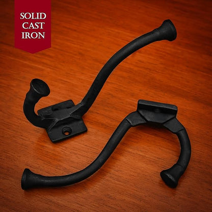 Mystic Colonial Medieval Rustic Cast Iron Wall Hooks | Vintage Black Coated - Image 9