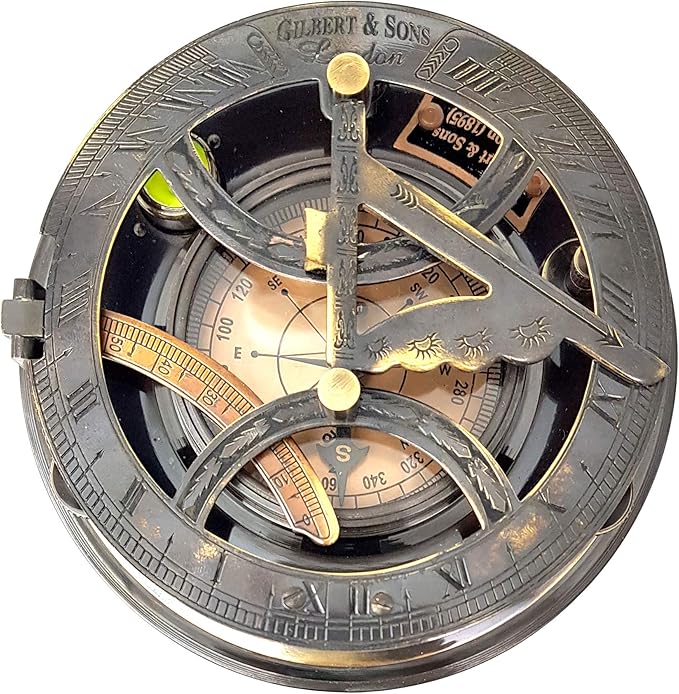 Brass Nautical - 5 inches Large Sundial Compass in Rosewood Case Top Grade - Image 6