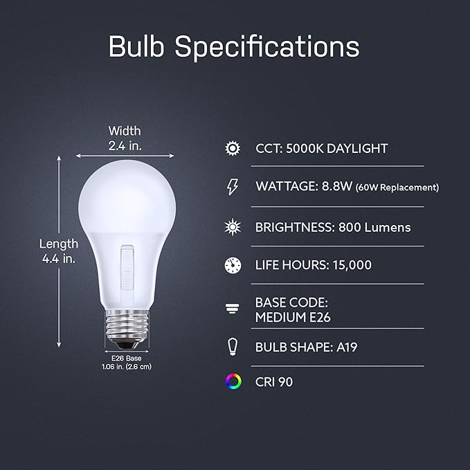 Feit Electric LED Dusk-to-Dawn Light Bulb, A19 60W Equivalent, Non-Dimmable - Image 3
