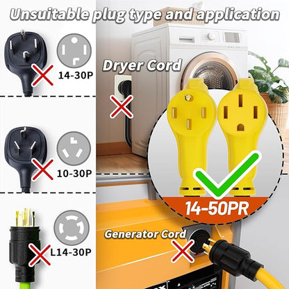 PlugSaf NEMA 14-50P/14-50R 30 FT 50 Amp RV/EV Extension Cord Outdoor - Image 2