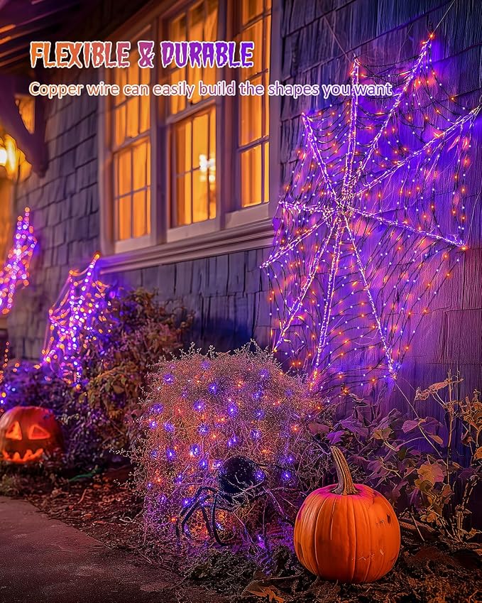 JMEXSUSS 2 Pack Solar Halloween Lights Outdoor Waterproof, Total 66FT 200 LED - Image 9