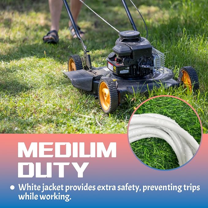 Indoor Outdoor Extension Cord 10 FT, 16/3 SJTW Weatherproof White Electrical - Image 6