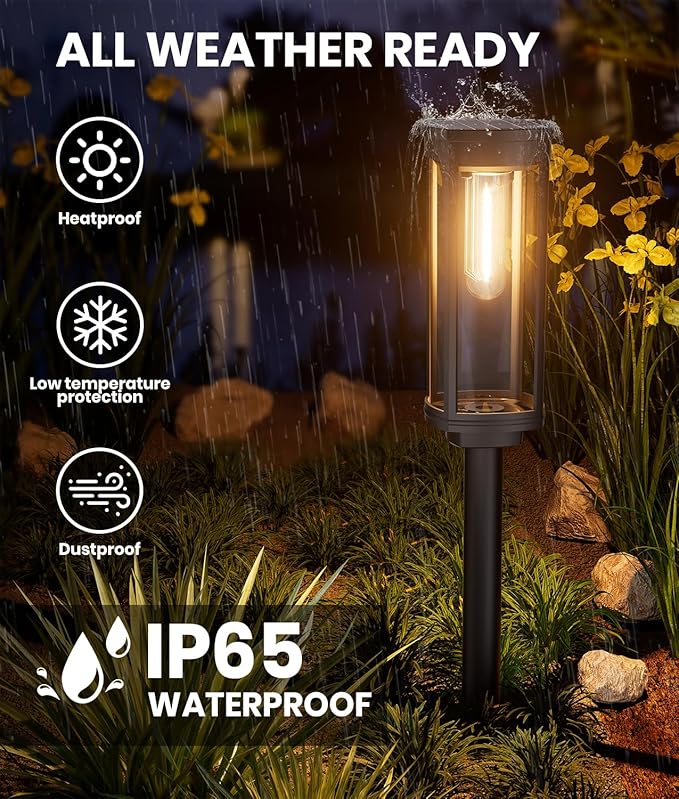 NEWMESSI 4 Pack Solar Pathway Lights Outdoor, Modern Super Brightness LED Solar - Image 4