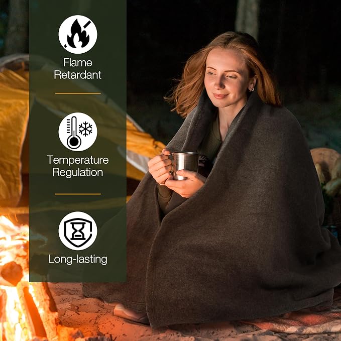 REDCAMP Wool Blanket, Warm and Thick Wool Camping Blanket- Great - Image 7