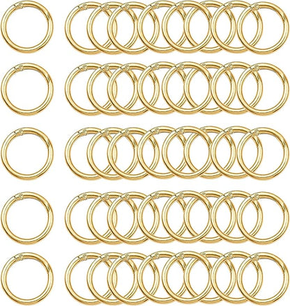 Carabiner Clip 48Pcs Gold Metal Key Ring Clip Circle Keychain Rings Bulk Spring by KJMLDIY