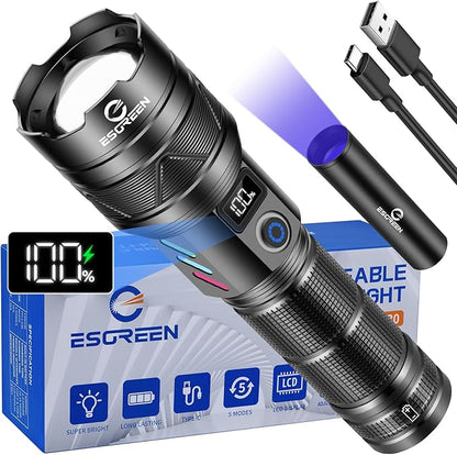 Rechargeable Flashlights 100000 High Lumens, Long Range 5000ft, Super Bright by Esgreen