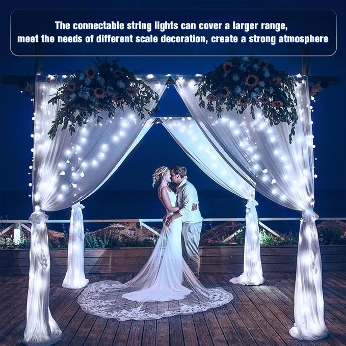 JMEXSUSS 100 LED White String Lights Indoor, Connectable Globe String Lights - Image 5