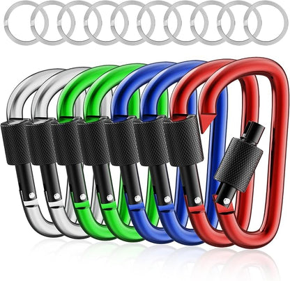 sprookber 3" Locking Carabiners | Keychain Carbineers D Ring Key Clip Spring by Sprookber