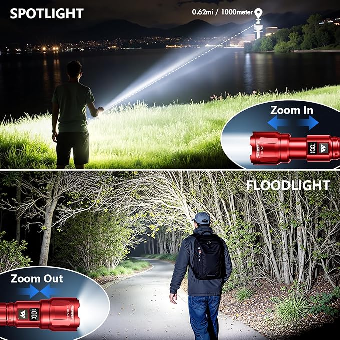 WdtPro LED Rechargeable Flashlight 2 Pack, Super Bright Zoomable 6000 Lumens - Image 2