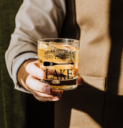 Nogrit Lake House Decor Whiskey Glasses 10 Oz, Relax You‘re at the Lake - Image 4