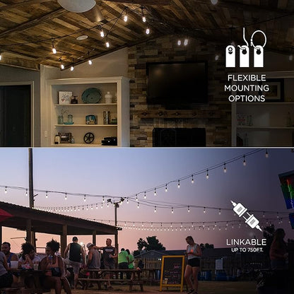 Enbrighten Classic Warm White String Lights, 48ft Black Cord, 24 Shatterproof - Image 4