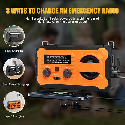 Hand Crank Emergency Radio, 10000mAh Weather Radio - Image 6