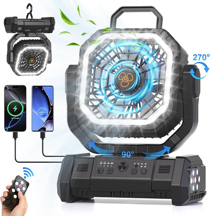 Portable Fan Rechargeable, 20000mAh Cordless Battery Powered Camping Fan - Image 8