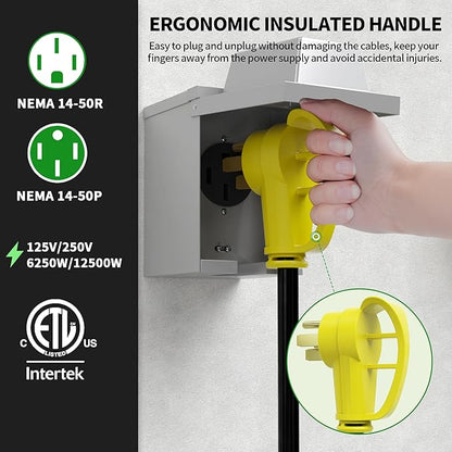 POWGRN NEMA 14-50P to NEMA 14-50R 50 Amp RV/EV Extension Cord 6 FT Outdoor - Image 4