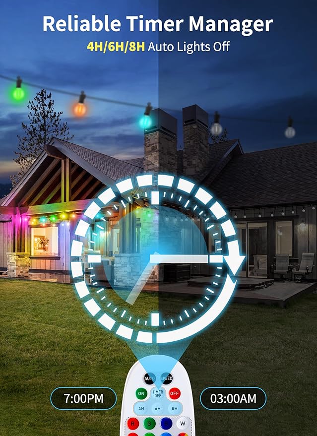 Brightown Outdoor String Lights 58 Feet G40 LED Patio Lights, 27 Plastic Edison - Image 4