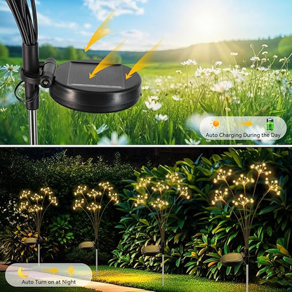 Solar Garden Lights 2 Pack Waterproof Solar Swaying Starburst Light Outdoor - Image 4