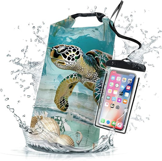 Waterproof Dry Bag, Sea Turtle Starfish Nautical Small Waterproof Backpack by Cliduli