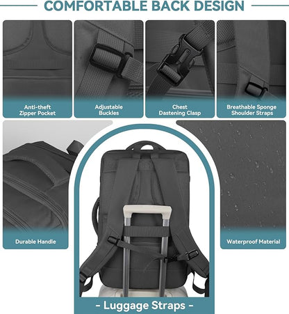 60L Extra Large Travel Laptop Backpack, 3XL Expandable Carry On Backpack - Image 4