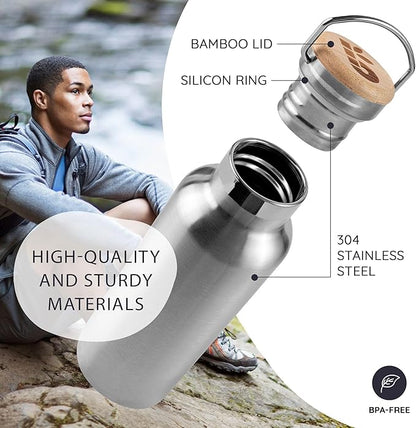 Bambaw Stainless Steel Insulated Water Bottle 32 oz, Stainless Steel Water - Image 2