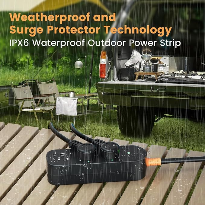 Outdoor Surge Protector Waterproof Power Strip Weatherproof 10 FT Extension - Image 2