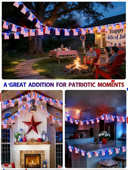 4th of July Decoration, 24FT 50LED Red White and Blue String Lights 25 American - Image 5