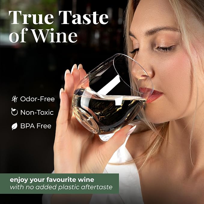 Vivocci Unbreakable Plastic Stemless Wine Glasses 12. 5 oz | 100% Tritan Heavy - Image 3