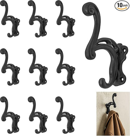 Mystic Colonial Rustic Cast Iron Wall Hooks, Heavy Duty Coat Hooks by SaKeGa