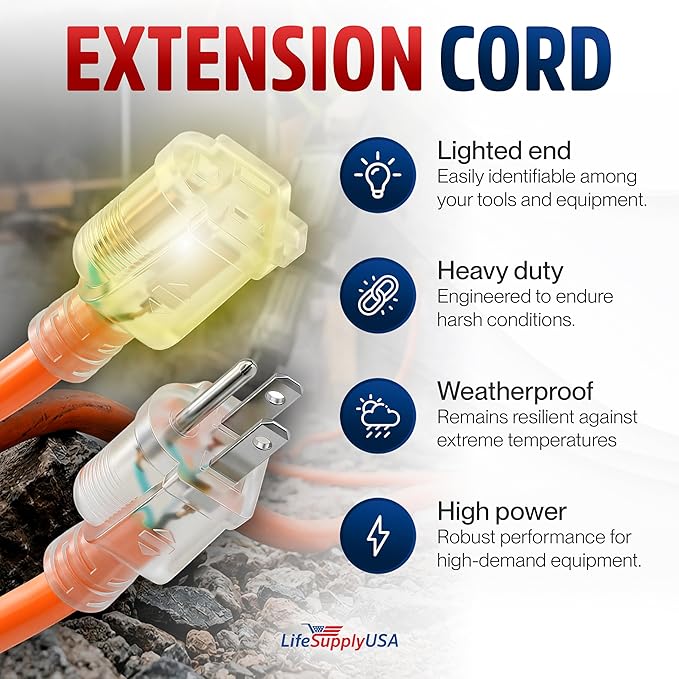 3ft Outdoor/Indoor Extension Cord 10/3 Gauge Ultra Heavy Duty 3 Prong SJTW - Image 2