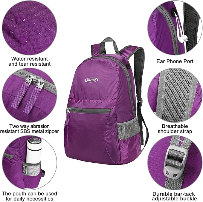 G4Free 20L Lightweight Packable Backpack Travel Hiking Daypack Foldable Backpack - Image 3