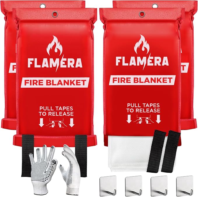 Emergency Fire Blanket for Home and Kitchen Fireproof and Fire Suppression by FLAMERA