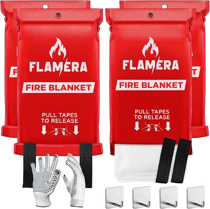 Emergency Fire Blanket for Home and Kitchen Fireproof and Fire Suppression by FLAMERA