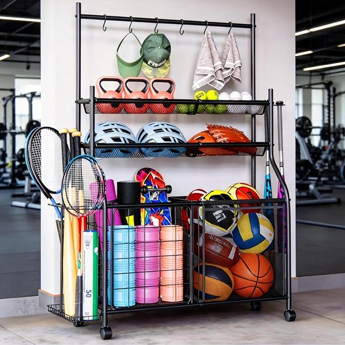 Large Sports Organizer for Garage, Ball Storage Rack Garage Sports Equipment - Image 7