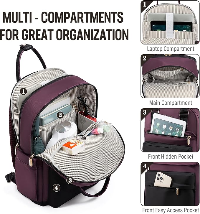 LOVEVOOK Laptop Backpack for Women 15.6 Inch Laptop Bag - Image 2