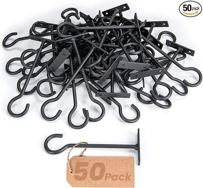 6inch Plant Hooks 50Pack Hanging Plant Bracket Metal Plant Hanger Black by QTJUST