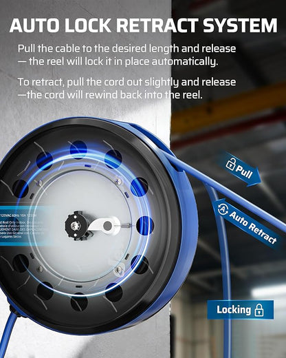 DEWENWILS 30FT Retractable Extension Cord Reel, Ceiling/Wall Mount 16/3 SJTW - Image 5