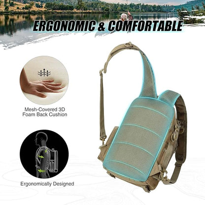 Piscifun Fishing Backpack with Rod Holder, Lightweight Sling Bag Storge Gear - Image 5