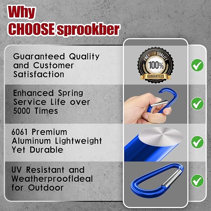 sprookber 4" & 5" Extra Large Aluminum Carabiner D Ring, Caribeener Clips - Image 6
