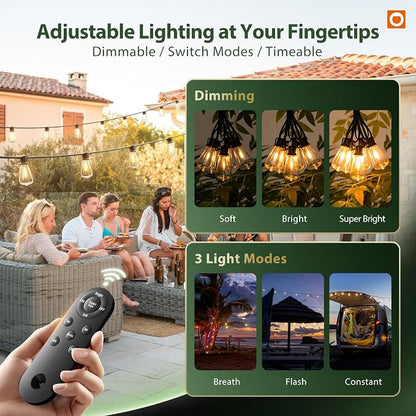 addlon 198FT Solar String Lights Outdoor - Image 3