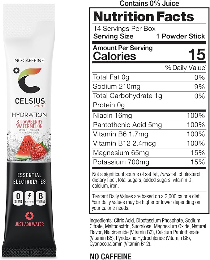 CELSIUS Hydration™ Strawberry Watermelon, Sugar Free Electrolyte Hydration - Image 3