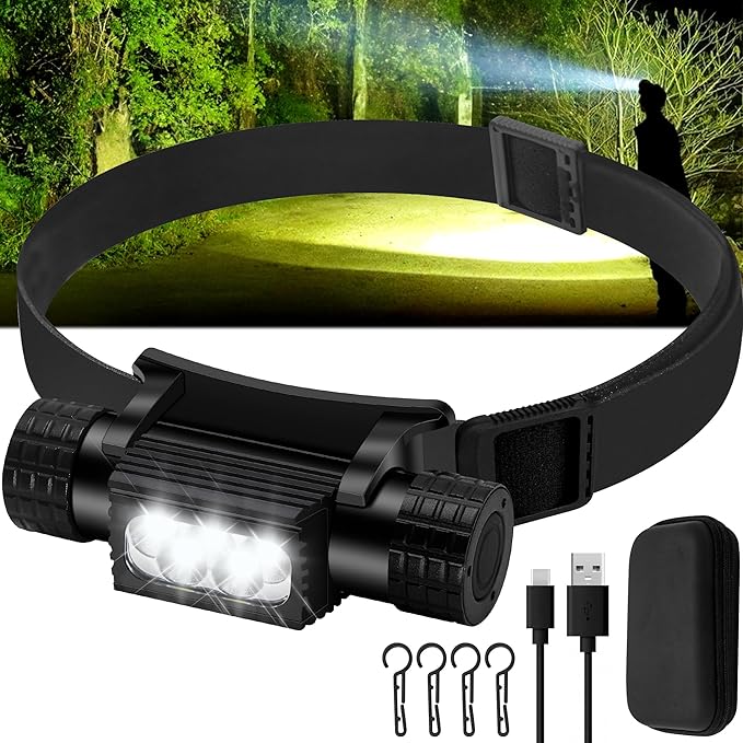 Headlamp Rechargeable, 2000 Lumen Super Bright LED Head Lamp by Rugtol