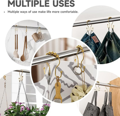 Bathway Shower Curtain Hooks, Shower Curtain Rings Rust Proof Double Hook - Image 4