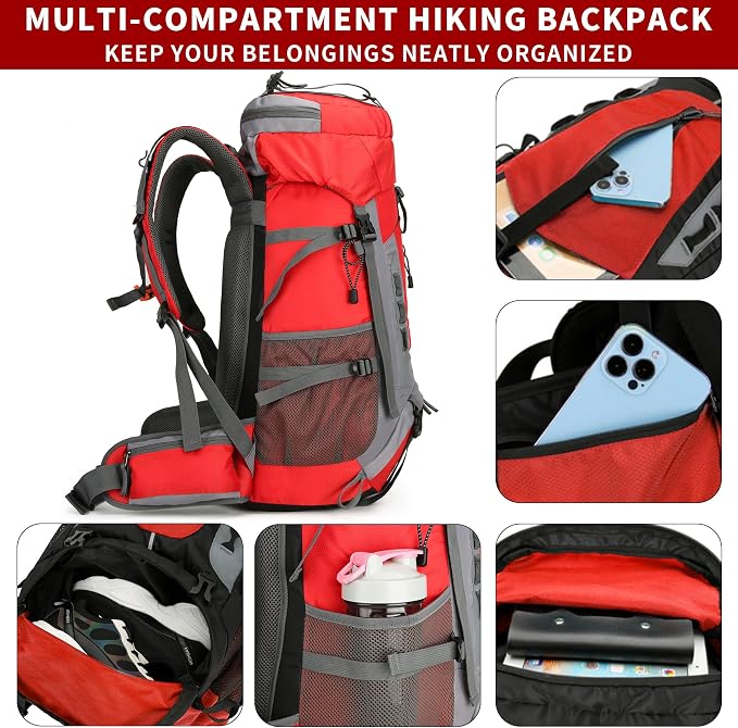 75L Hiking Backpack with Rain Cover Waterproof Camping Backpack Shoes Warehouse - Image 5