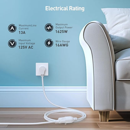 Cable Matters 2-Pack 16 AWG 360° Rotating Flat Plug Extension Cord - 6ft - Image 5