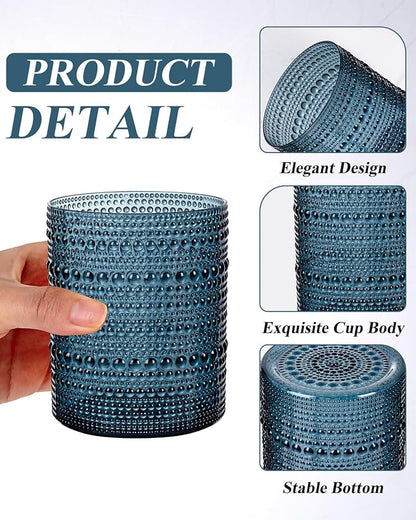 18PCS Hobnail Plastic Drinking Glasses - 14Oz Beaded Mixed Drinkware Sets - Image 4