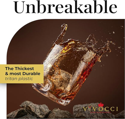 Vivocci Unbreakable Tritan Plastic 12.5 oz Whiskey & Double Old Fashioned Bar - Image 2