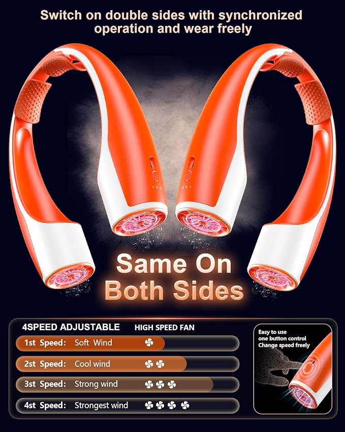 Rohent Personal Neck Fan for Outdoor: Powerful High Speed Personal Fan 360° - Image 6