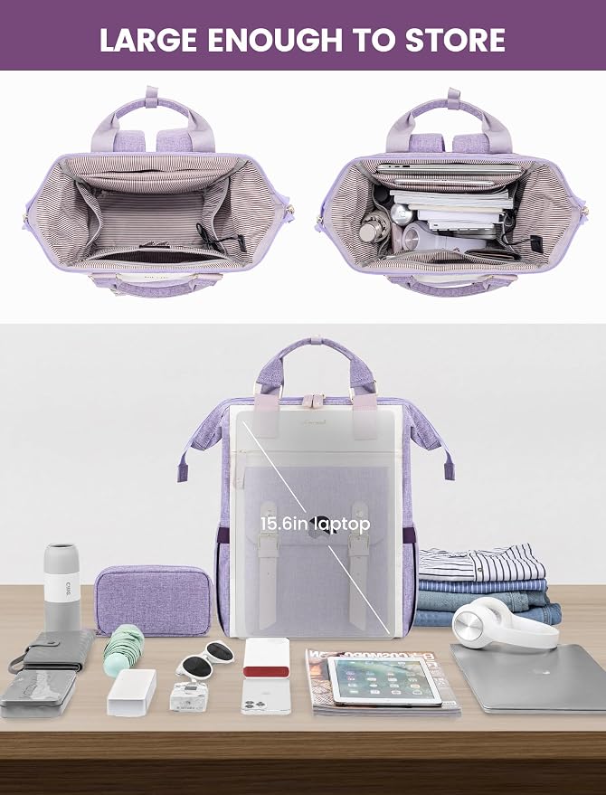 LOVEVOOK Laptop Backpack for Women Work Teacher Bag Travel Backpack, Stylish - Image 4