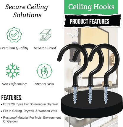 Ceiling Hooks for Hanging Plants- 20pcs 2.9 inches Heavy Duty Vinyl Coated - Image 7