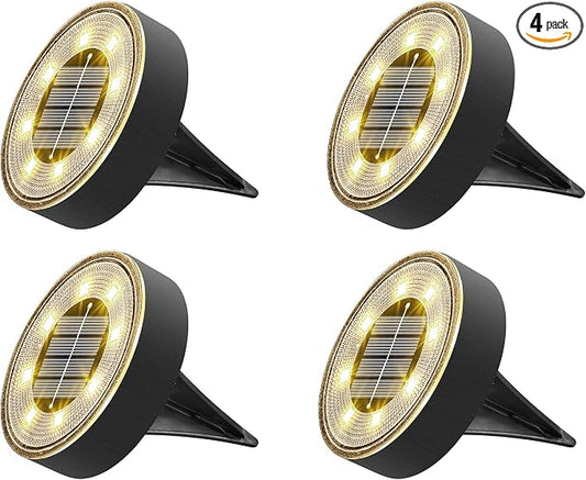 Joomer Solar Ground Lights, 4 Pack 8 LED Solar Lights Outdoor Waterproof IP68 by Joomer